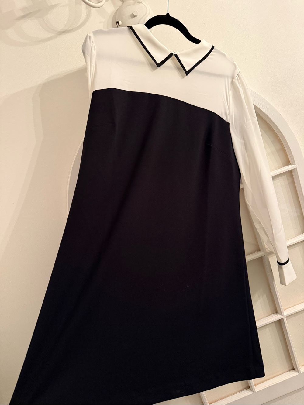 Tommy Hilfiger Black & White Colorblock Long Sleeve Shift Dress Size 14 NWOT